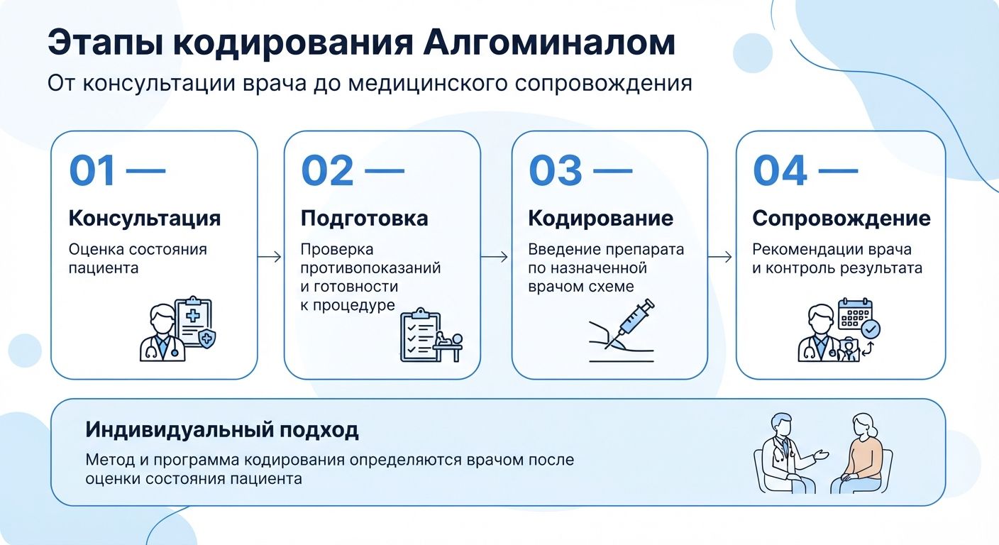Кодирование препаратом «Алгоминал» в Киреевске инфографика